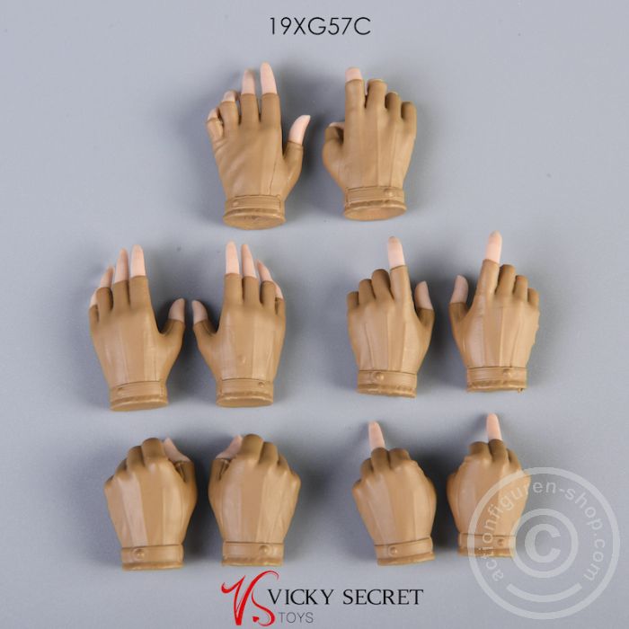 Half-Gloved Hand Set for female Bodys/Figures - brown