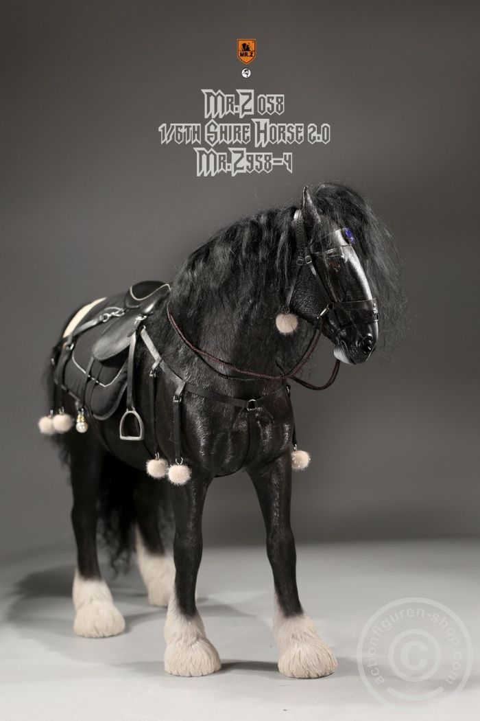 Shire Horse w/ Harness - black/white