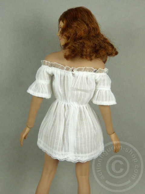 White Lace Off-Shoulder Romper Mini Dress
