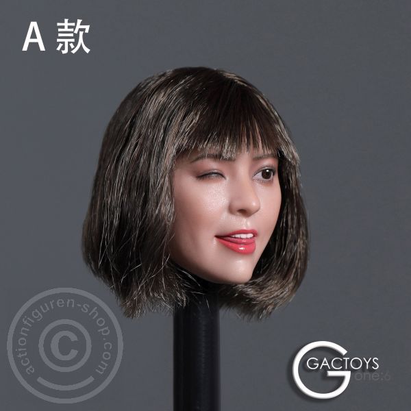 gac036a-02PUtgzSqcW7uaX Female Head short black Hair - one closed Eye