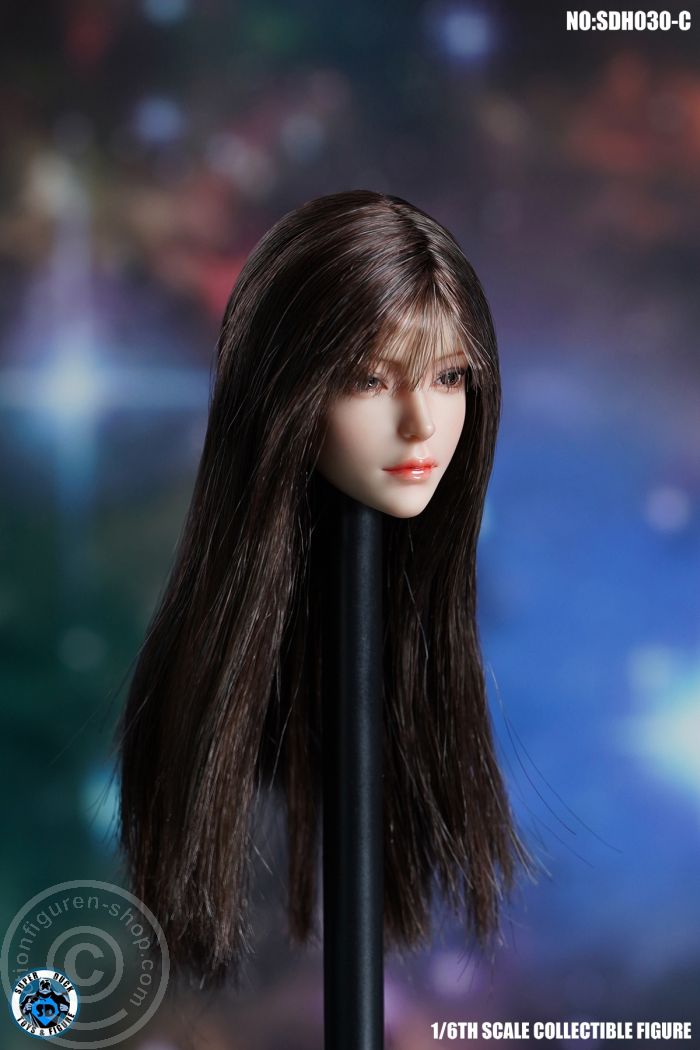 Female Head - long dark-brown Hair