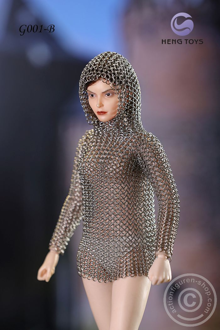 HTG001B-02 Chainmail (Long-sleeve Shirt w/ Hood) - Stainless Steel Armour - female