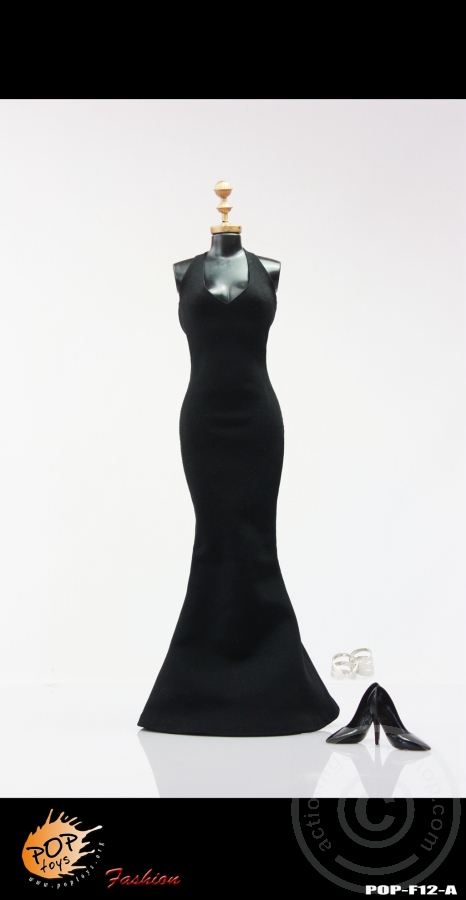 Abendkleid - low-cut sling - schwarz