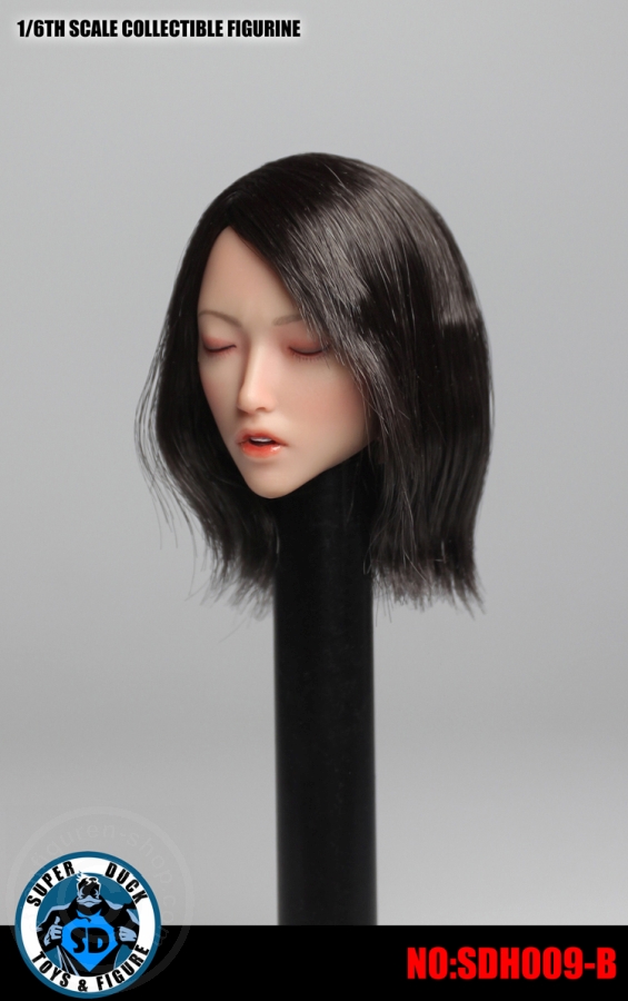 Female Head - closed Eyes - black short Hair