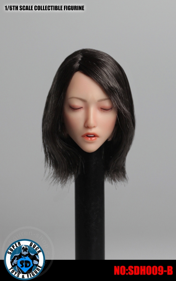 Female Head - closed Eyes - black short Hair