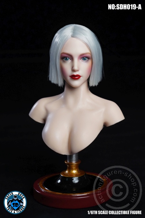 Female Head - silver short Hair