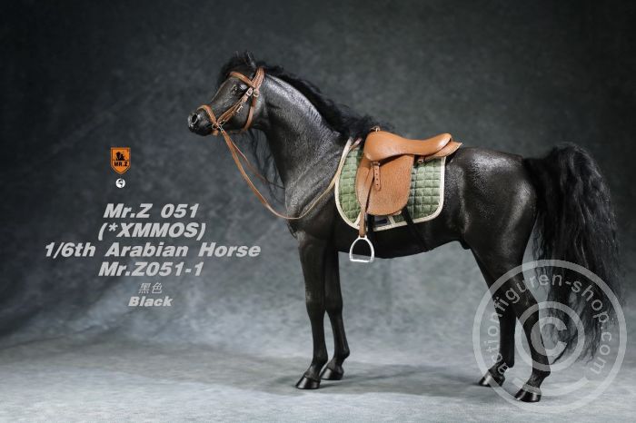 MRZ051-01-02 Arabian Horse w/ full European Harness - black
