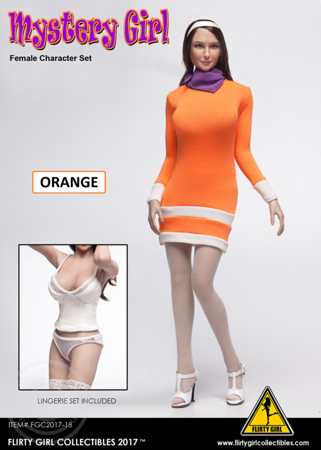 Mystery Girl Outfit Set mit Kopf - orange