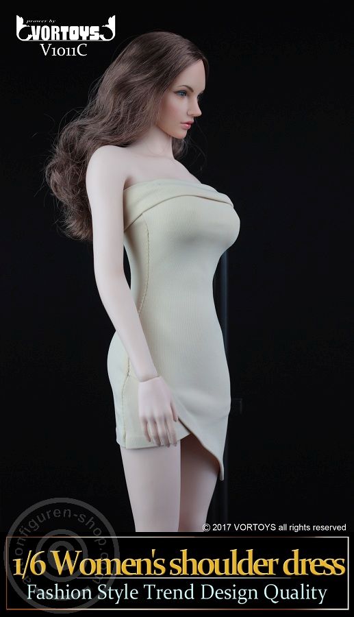 Womens Shoulder Dress - Creme