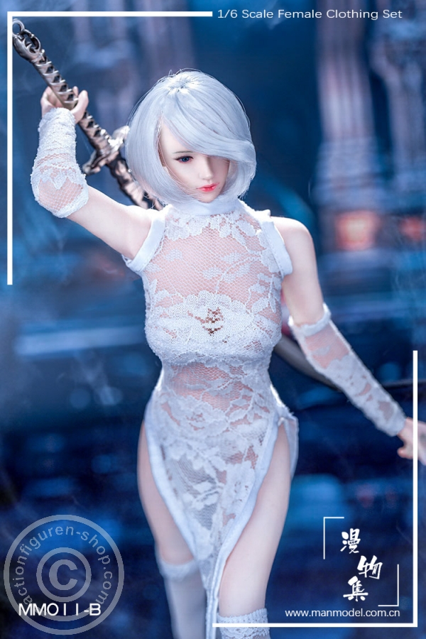 MISS Lace Cheongsam Set - weiß