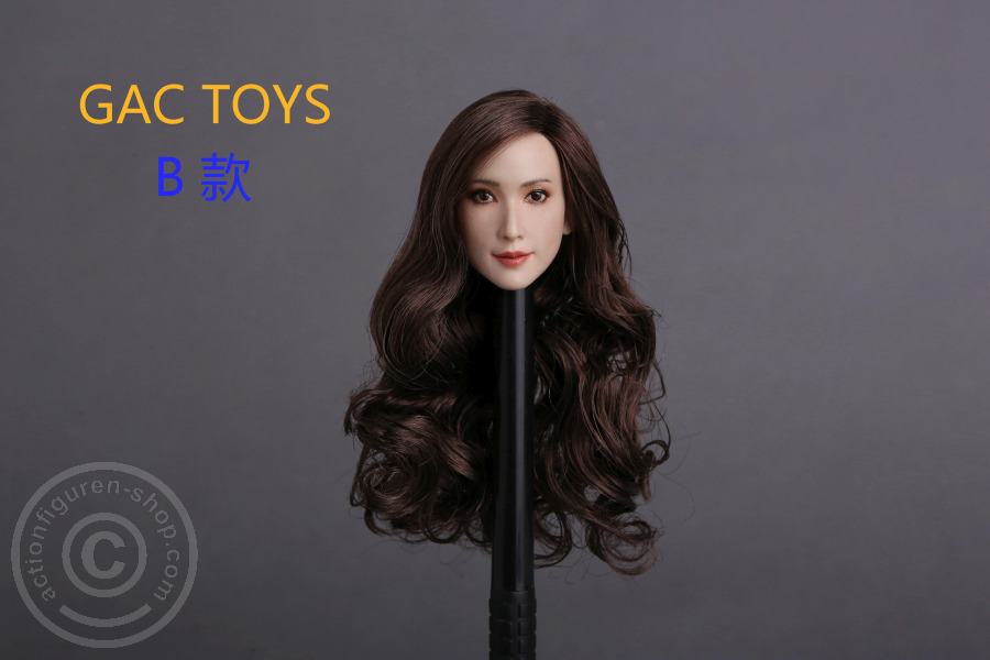 Female Head - brown long curly Hair