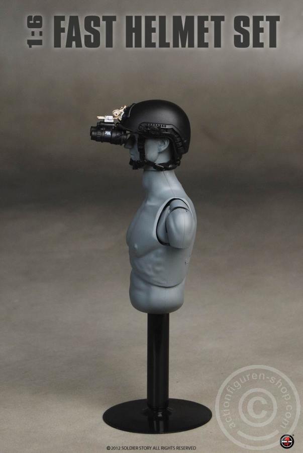 SSt058-3-06 FAST Helmet, High Cut (XP) Helmet w/ Skeleton shroud - Black