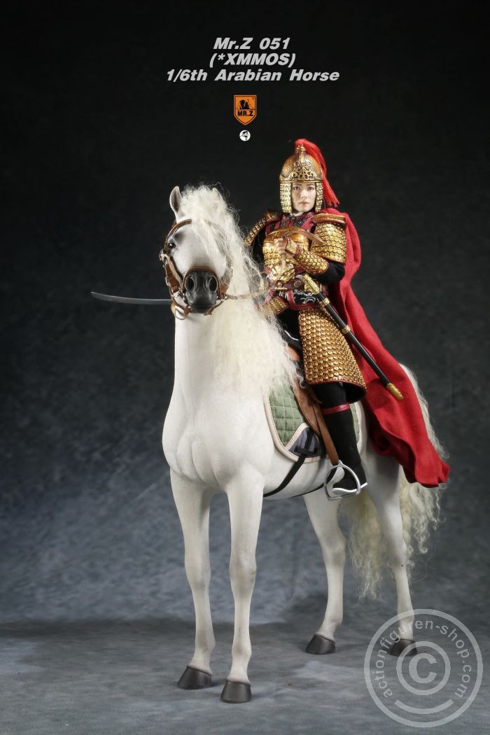 MRZ051-05-06 Arabian Horse w/ full European Harness - white