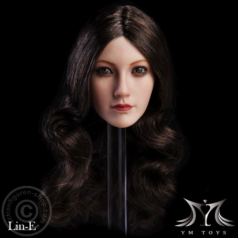 Asian Female Head - long dark-brown Hair