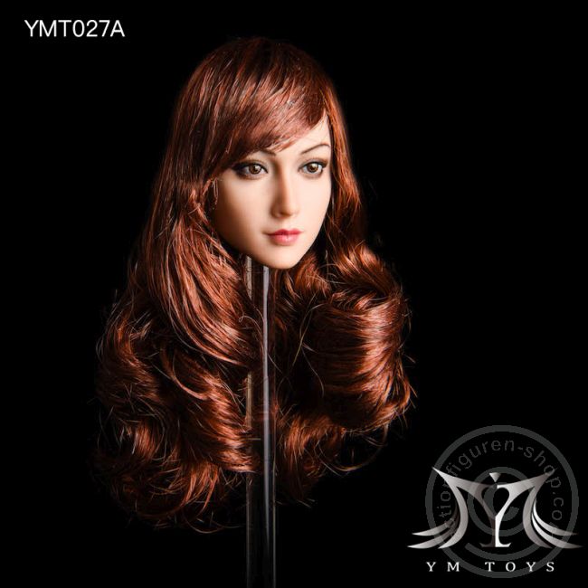 Kopf - brown long curly Hair