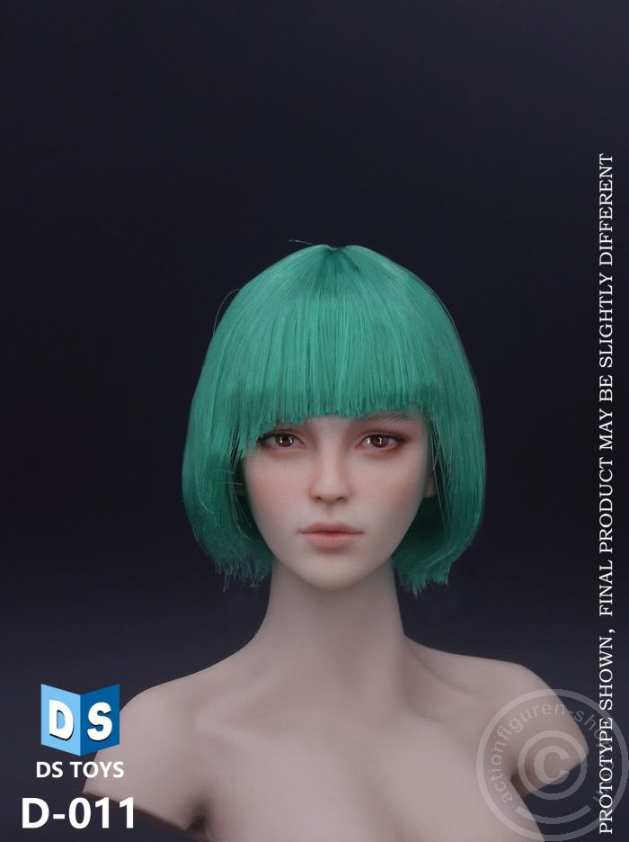 Female Head - short - green Hair