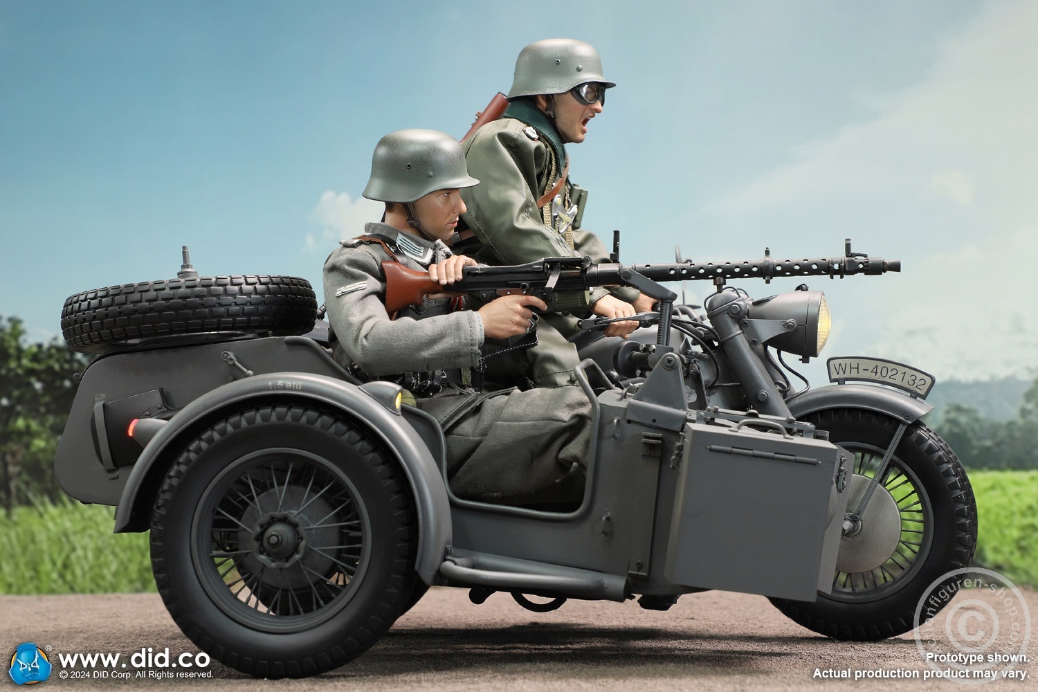 German Zündapp KS 750 Motorcycle with sidecar (Grey) - in 1/6 scale