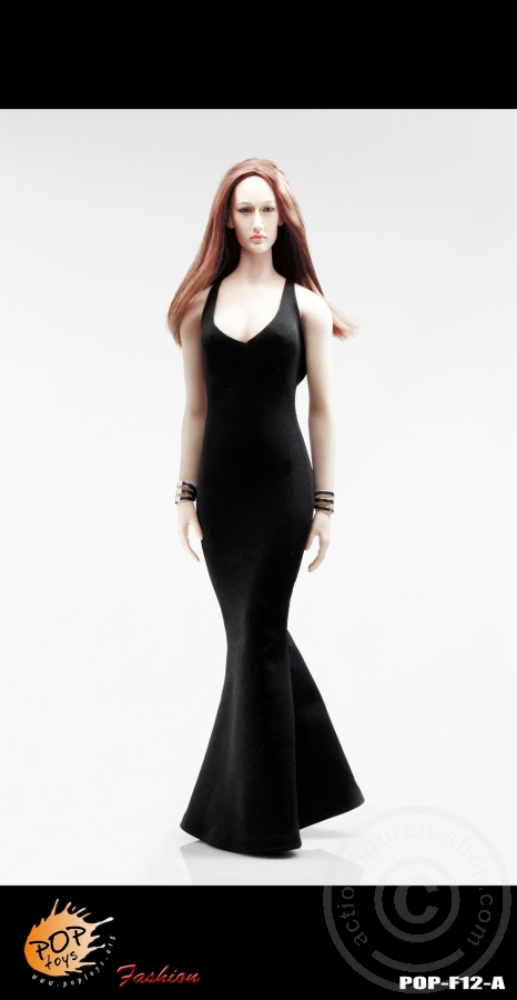Abendkleid - low-cut sling - schwarz