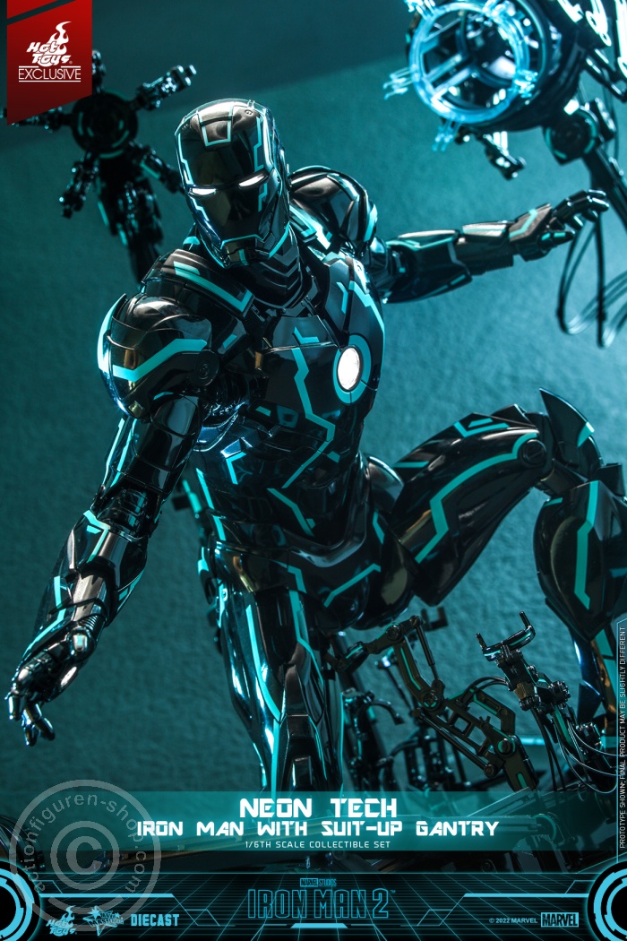 Iron Man 2 - Neon Tech Iron Man with Suit – Up Gantry Hot Toys Exclusive - MMS672D50 Iron Man 2 - Neon Tech Iron Man with Suit – Up Gantry Hot Toys Exclusive - MMS672D50