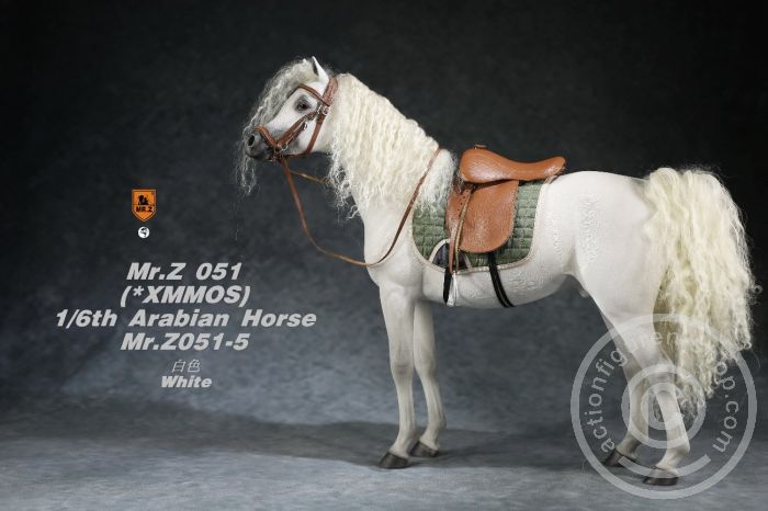 MRZ051-05-02 Arabian Horse w/ full European Harness - white