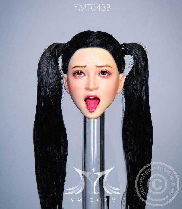 Head - black hair w/ 2 braids & Tongue out